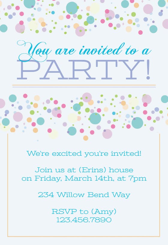 Polka Dots - Party Invitation Template (Free) | Greetings Island